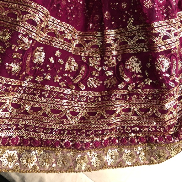 Indian Fuschia/ Plum Pink Lengha in Small - Picture 8 of 12